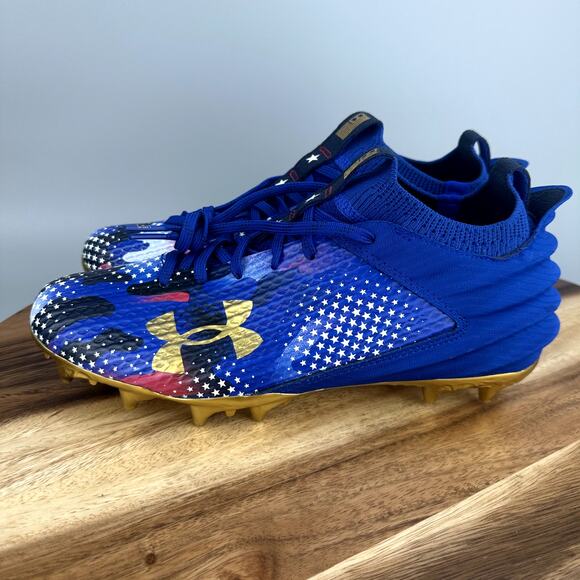 Under Armour Blur 2 MC Men\'s Size 13 Football Cleats USA Blue Gold 3027307-400 main image 4
